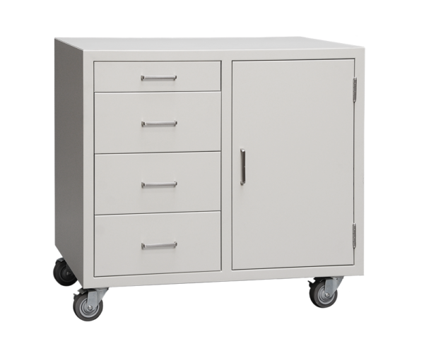 Cabinet, high mobile, 30x32-3/8x22, 4 drawer, 1 door, shadow-3215
