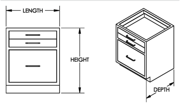Cabinet, base, 24x29x22, 3 drawer, shadow-3008