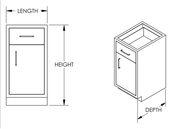 Cabinet, base,18x29x22, 1 drawer / 1 door, shadow-3010