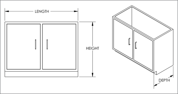 Cabinet, base, 47x35x22, 2 door, shadow-3357
