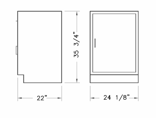 Cabinet, base, 24x35x22, 1 door, shadow-3479