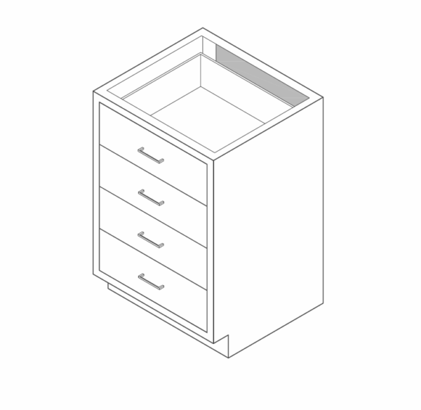 Cabinet, base, 24x35x22, 4 drawer, shadow-3481