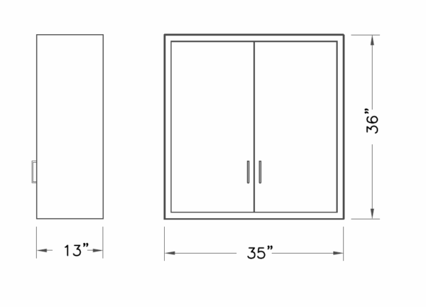 Cabinet, wall, 35x36x13, 2 door, shadow-3496