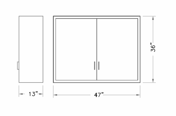 Cabinet, wall, 47x36x13, 2 door, shadow-3498