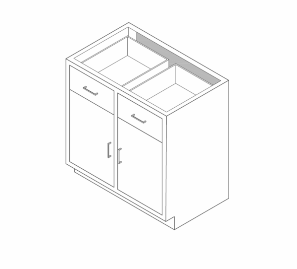 Cabinet, base, 35x35x22, 2 drawer / 2 door, shadow-3465