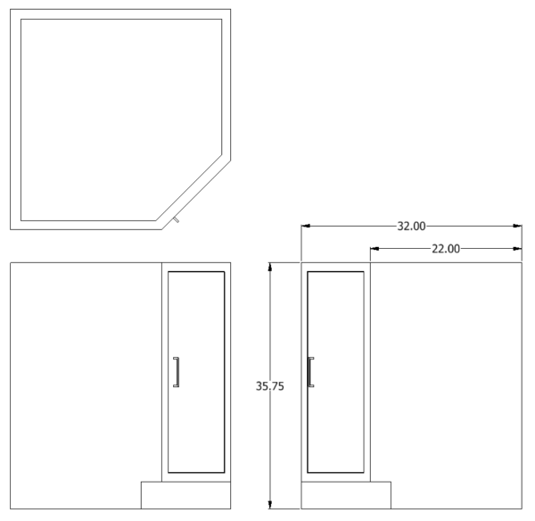 Cabinet, base, 45 degree corner, 1 door, shadow-3406