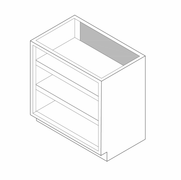 Cabinet, base, 35x35x22, open front, 2 shelf, shadow-3472