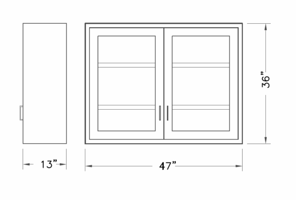 Cabinet, wall, 47x36x13, 2 glass door, shadow-3493