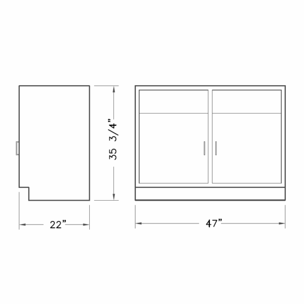 Base cabinet, fume hood, 4', 2 doors-3433
