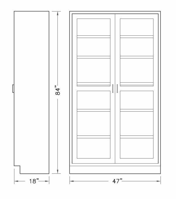 Cabinet, tall, 47x84x18, 2 door, shadow-3504