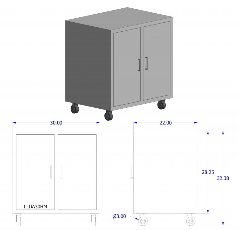 Cabinet, high mobile, 30x32-3/8x22, 2 door, shadow-3566