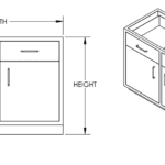 Cabinet, base, 47x35x22, 2 drawer / 2 door, shadow-1018