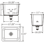 Sink, 17x13x11, black polypropylene-3176