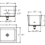 Sink, 22x18x12, black polypropylene-3178