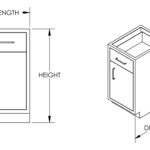 Cabinet, base,18x29x22, 1 drawer / 1 door, shadow-3010