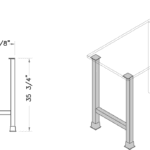 Table leg, dual flanged, 35x22, shadow-3018