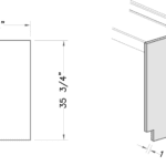 Table leg, end panel, gable, 35" x 22", shadow-1056