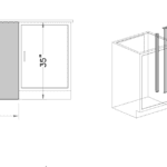 Knee space panel, 30x35, w/ 2 cabinet angles, shadow-1092