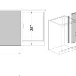 Knee space panel, 47x35, w/ 2 cabinet angles, shadow-1096