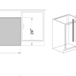 Knee space panel, 47x29, w/ 2 cabinet angles, shadow-1112