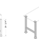 Table leg, dual flanged, 29x22, shadow-1114