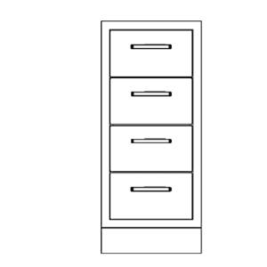 CAB, BASE, 24 X 35 X 22, 4 DRAWER, PETAL WHITE