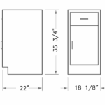 Cabinet, base, 18x35x22, 1 drawer / 1 door, shadow-3474