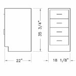 Cabinet, base, 18x35x22, 4 drawer, shadow-3476