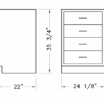 Cabinet, base, 24x35x22, 4 drawer, shadow-3480