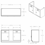 Cabinet, sink base, 58x35x22, 2 door, shadow-3486