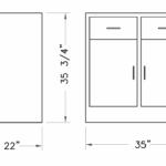 Cabinet, base, 35x35x22, 2 drawer / 2 door, shadow-3464