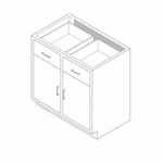 Cabinet, base, 35x35x22, 2 drawer / 2 door, shadow-3465