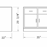 Cabinet, base, 35x29x22, 2 drawer / 2 door, shadow-3488