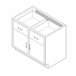 Cabinet, base, 35x29x22, 2 drawer / 2 door, shadow-3487