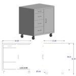 Cabinet, high mobile, 30x32-3/8x22, 4 drawer, 1 door, shadow-3569