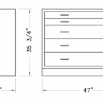 Cabinet, base, 47x35x22, 5 drawer, shadow-3470