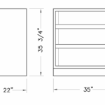 Cabinet, base, 35x35x22, open front, 2 shelf, shadow-3473