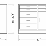 Cabinet, base, 47x35x22, 7 drawer / 1 door, shadow-3469