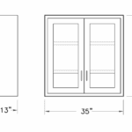 Cabinet, wall, 35x36x13, 2 glass door, shadow-3492