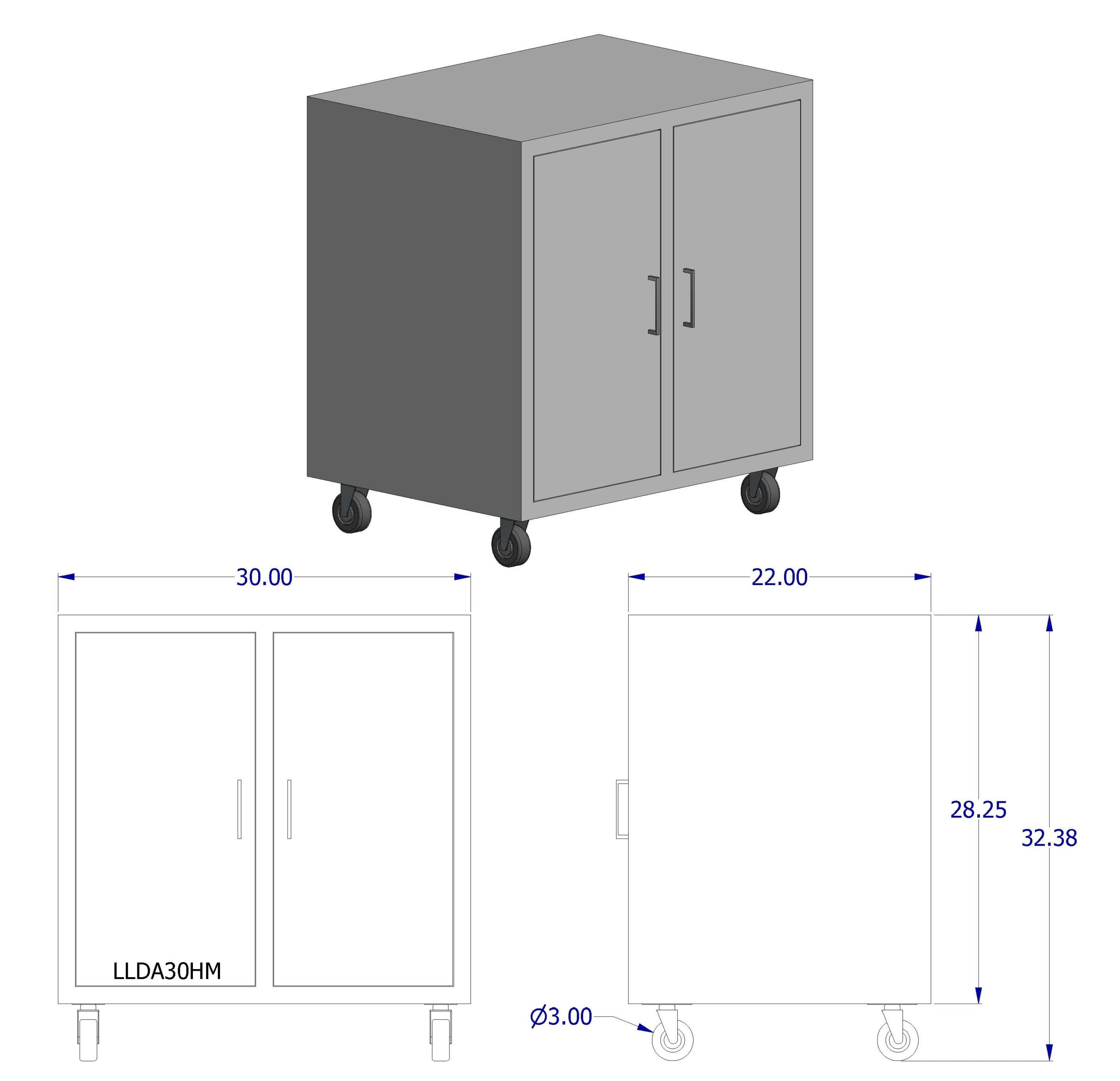 MOBILE CAB, 30X32.5X22, 2 DOOR, PETAL WHITE | Hanson Lab Solutions