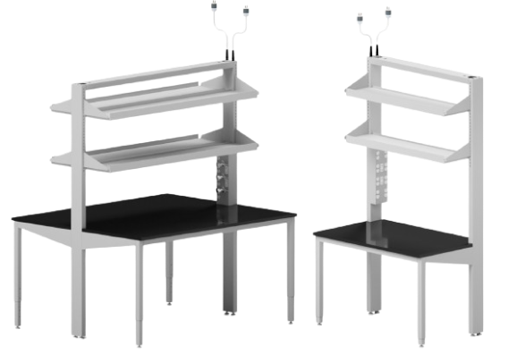 Adjustable height modular lab bench systems
