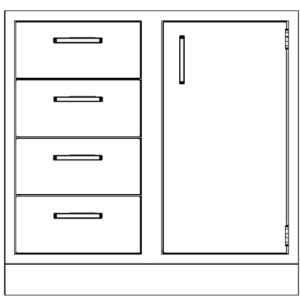 CAB, BASE, 36 X 35 X 22, 1 DOOR, 4 DRAWER, PETAL WHITE