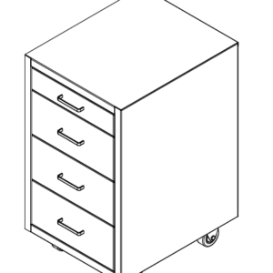 18" Wide Steel Mobile Base Cabinet - (4) Drawers